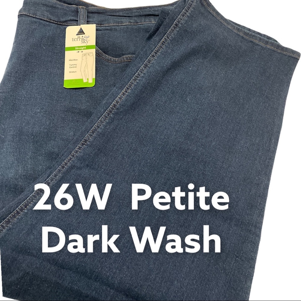 Petite, Terra Sky, Straight Leg, Mid Rise, 26W - Picture 1 of 5